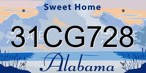 31CG728 Alabama License Plate