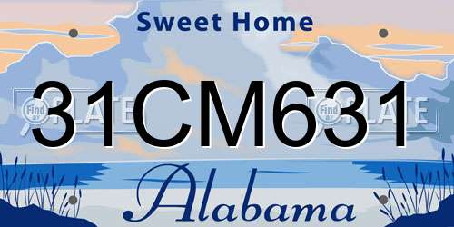 31CM631 Alabama License Plate