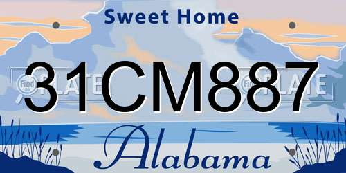 31CM887 Alabama License Plate