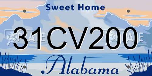 31CV200 Alabama License Plate