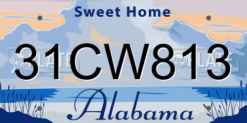 31CW813 Alabama License Plate