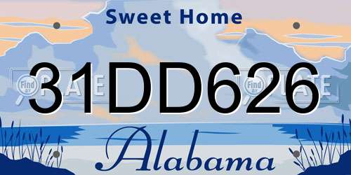 31DD626 Alabama License Plate
