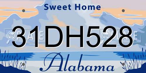 31DH528 Alabama License Plate