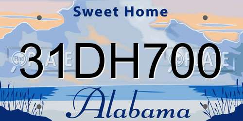 31DH700 Alabama License Plate