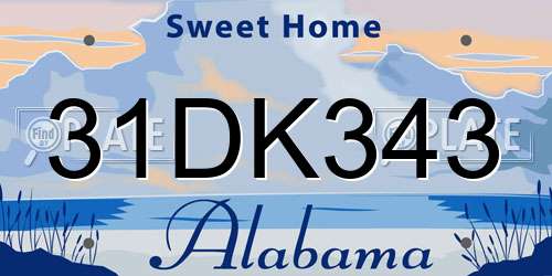 31DK343 Alabama License Plate