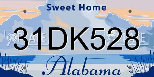 31DK528 Alabama License Plate