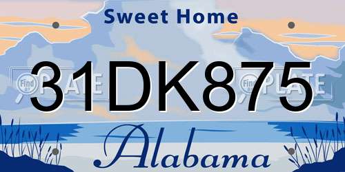 31DK875 Alabama License Plate