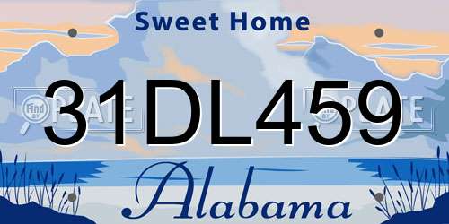 31DL459 Alabama License Plate