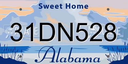 31DN528 Alabama License Plate