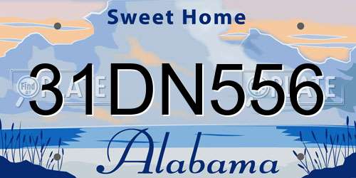 31DN556 Alabama License Plate