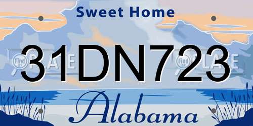 31DN723 Alabama License Plate