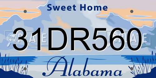31DR560 Alabama License Plate