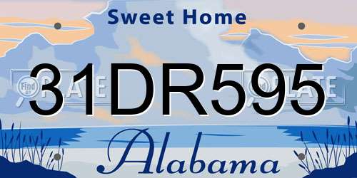 31DR595 Alabama License Plate