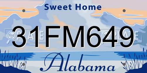 31FM649 Alabama License Plate