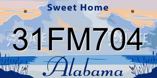 31FM704 Alabama License Plate