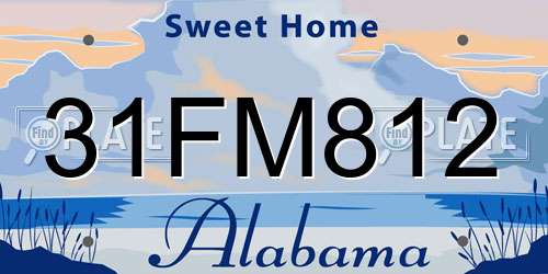 31FM812 Alabama License Plate