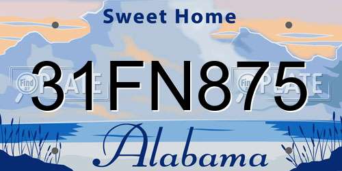 31FN875 Alabama License Plate