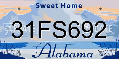 31FS692 Alabama License Plate