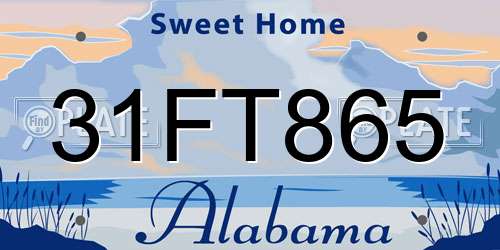 31FT865 Alabama License Plate