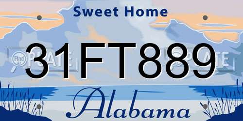 31FT889 Alabama License Plate