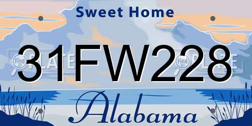 31FW228 Alabama License Plate