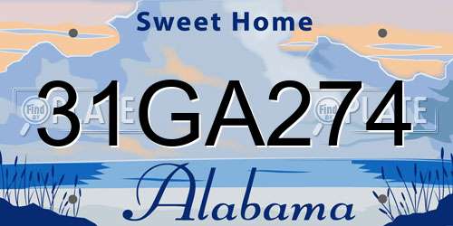 31GA274 Alabama License Plate