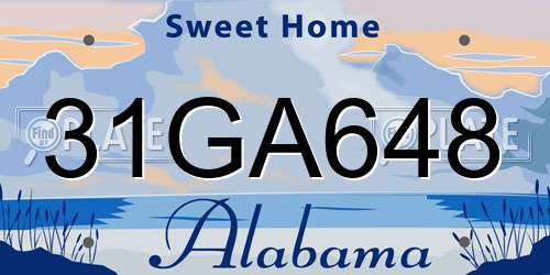 31GA648 Alabama License Plate
