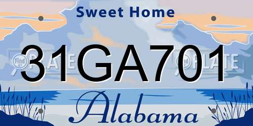 31GA701 Alabama License Plate