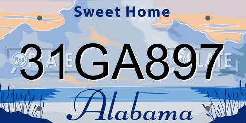 31GA897 Alabama License Plate