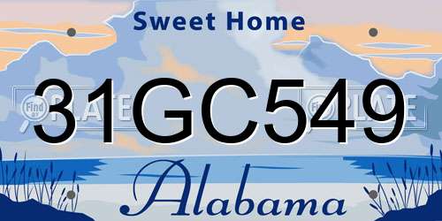 31GC549 Alabama License Plate