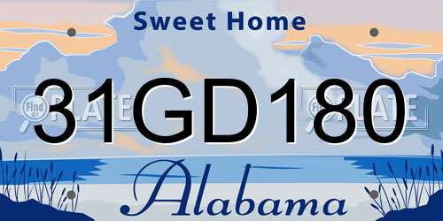 31GD180 Alabama License Plate