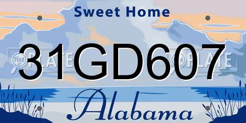 31GD607 Alabama License Plate