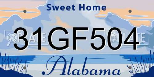 31GF504 Alabama License Plate