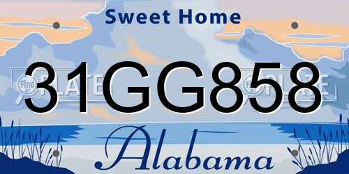31GG858 Alabama License Plate