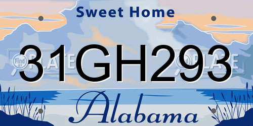 31GH293 Alabama License Plate