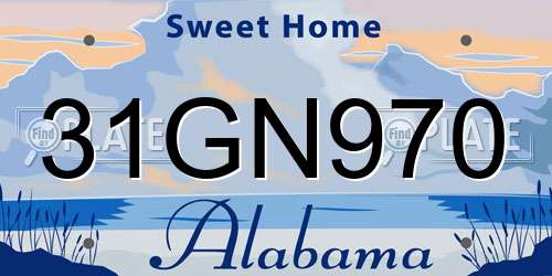 31GN970 Alabama License Plate