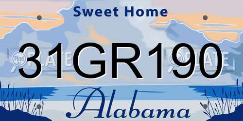 31GR190 Alabama License Plate