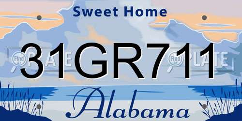 31GR711 Alabama License Plate