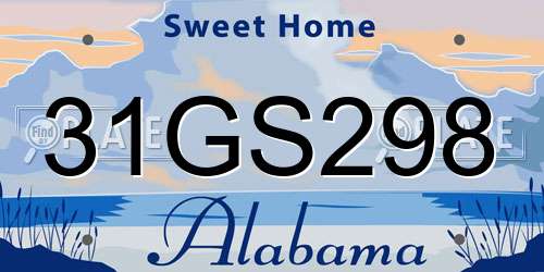 31GS298 Alabama License Plate