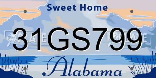 31GS799 Alabama License Plate