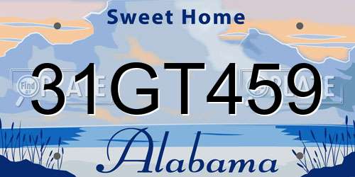 31GT459 Alabama License Plate