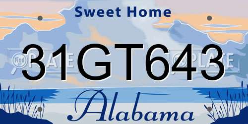 31GT643 Alabama License Plate