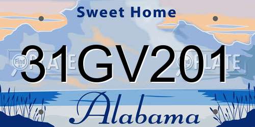 31GV201 Alabama License Plate