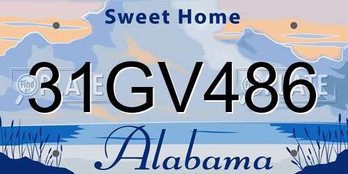 31GV486 Alabama License Plate