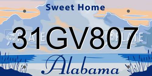 31GV807 Alabama License Plate