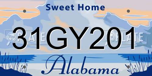 31GY201 Alabama License Plate