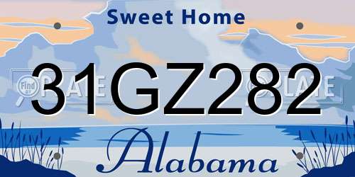 31GZ282 Alabama License Plate
