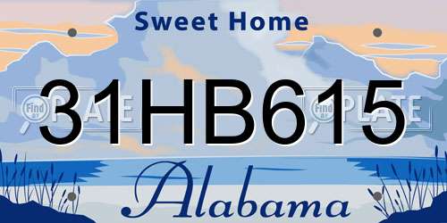 31HB615 Alabama License Plate