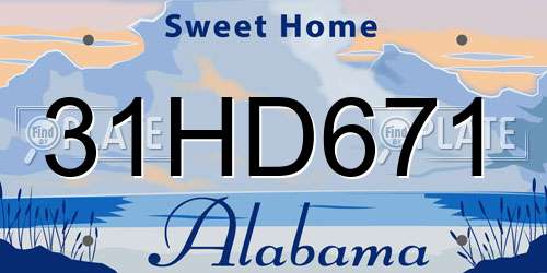31HD671 Alabama License Plate