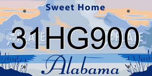 31HG900 Alabama License Plate
